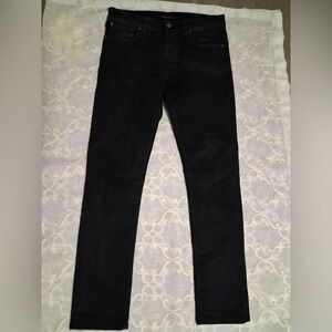NUDIE JEANS GRIM TIM Dry Cold Black Stretch Jeans Men Size W34 L32 Slim Straight